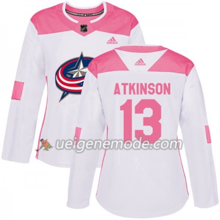 Dame Eishockey Columbus Blue Jackets Trikot Cam Atkinson 13 Adidas 2017-2018 Weiß Pink Fashion Authentic